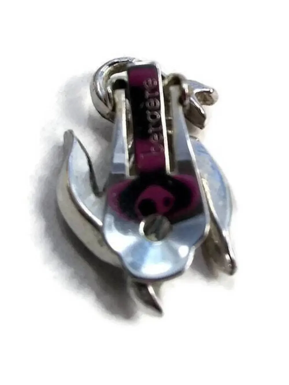 Vintage Designer BERGERE Signed Silver Tone Clip On Earrings.